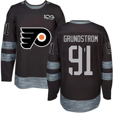 Black Men's Carl Grundstrom Authentic Philadelphia Flyers 1917-2017 100th Anniversary Jersey