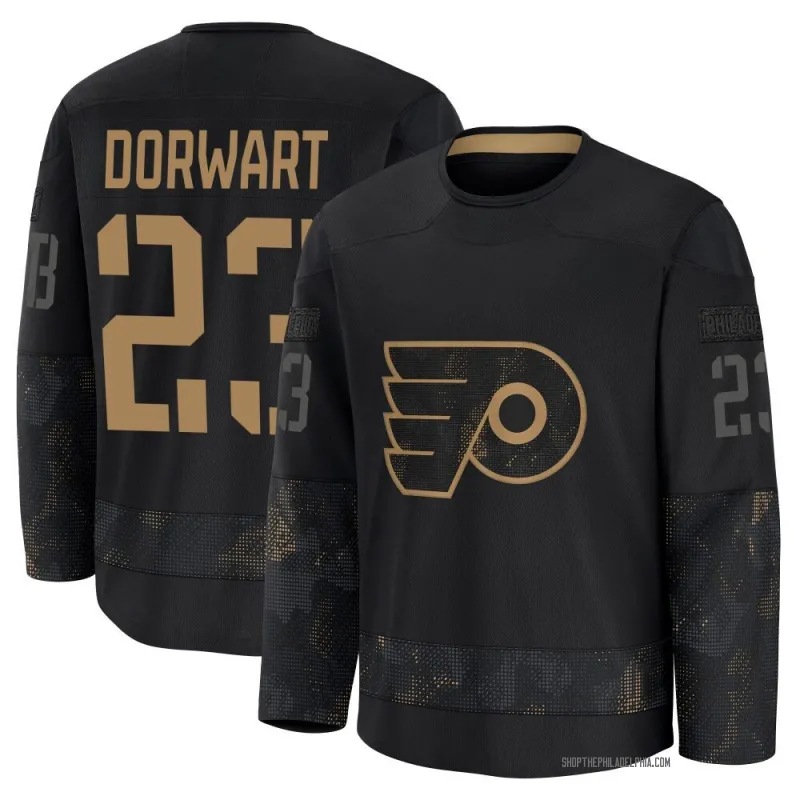 Black Youth Karsen Dorwart Premium Philadelphia Flyers 2024 Military Appreciation Practice Jersey