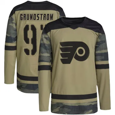 Camo Men's Carl Grundstrom Authentic Philadelphia Flyers Military Appreciation Practice Jersey