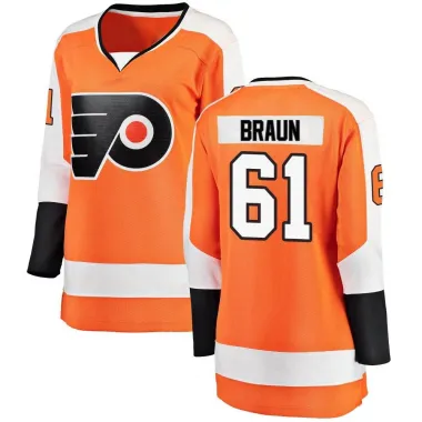 Orange Women's Justin Braun Breakaway Philadelphia Flyers Home Jersey