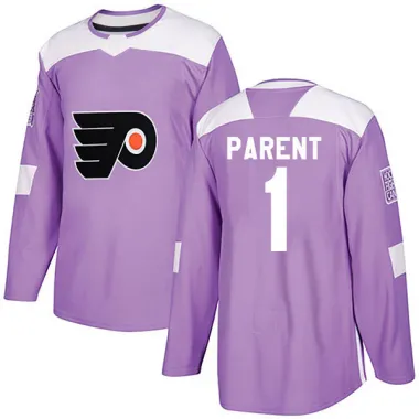 Purple Men's Bernie Parent Authentic Philadelphia Flyers Fights Cancer Practice Jersey