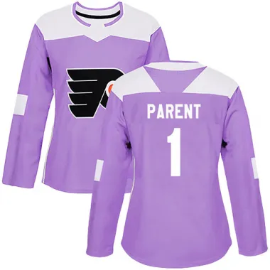 Purple Women's Bernie Parent Authentic Philadelphia Flyers Fights Cancer Practice Jersey