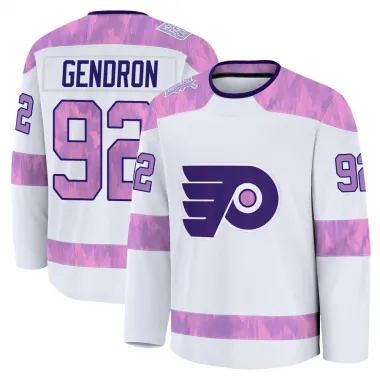 White Men's Alexis Gendron Premium Philadelphia Flyers 2024 Hockey Fights Cancer Practice Jersey