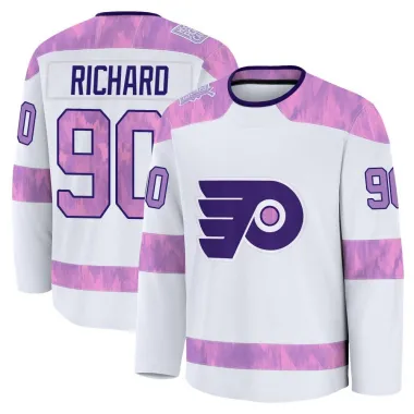 White Men's Anthony Richard Premium Philadelphia Flyers 2024 Hockey Fights Cancer Practice Jersey