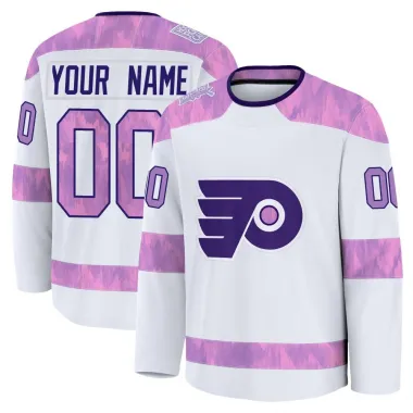 White Men's Custom Premium Philadelphia Flyers 2024 Hockey Fights Cancer Practice Jersey