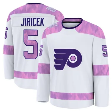 White Men's David Jiricek Premium Philadelphia Flyers 2024 Hockey Fights Cancer Practice Jersey