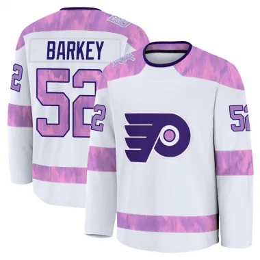 White Men's Denver Barkey Premium Philadelphia Flyers 2024 Hockey Fights Cancer Practice Jersey