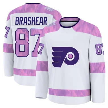 White Men's Donald Brashear Premium Philadelphia Flyers 2024 Hockey Fights Cancer Practice Jersey