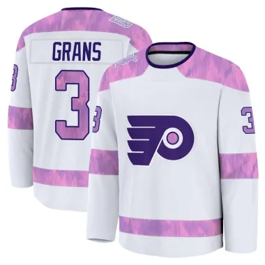 White Men's Helge Grans Premium Philadelphia Flyers 2024 Hockey Fights Cancer Practice Jersey