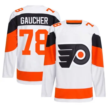 White Men's Jacob Gaucher Authentic Philadelphia Flyers 2024 Stadium Series Primegreen Jersey