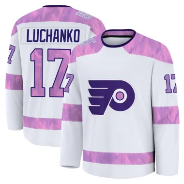White Men's Jett Luchanko Premium Philadelphia Flyers 2024 Hockey Fights Cancer Practice Jersey