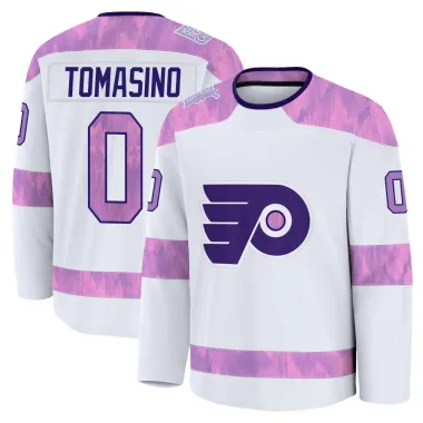 White Men's Philip Tomasino Premium Philadelphia Flyers 2024 Hockey Fights Cancer Practice Jersey