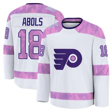 White Men's Rodrigo Abols Premium Philadelphia Flyers 2024 Hockey Fights Cancer Practice Jersey