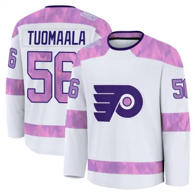 White Men's Samu Tuomaala Premium Philadelphia Flyers 2024 Hockey Fights Cancer Practice Jersey
