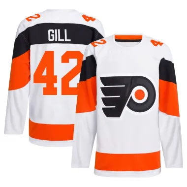 White Men's Spencer Gill Authentic Philadelphia Flyers 2024 Stadium Series Primegreen Jersey