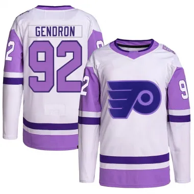 White/Purple Men's Alexis Gendron Authentic Philadelphia Flyers Hockey Fights Cancer Primegreen Jersey
