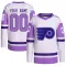 White/Purple Men's Custom Authentic Philadelphia Flyers Hockey Fights Cancer Primegreen Jersey