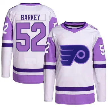 White/Purple Men's Denver Barkey Authentic Philadelphia Flyers Hockey Fights Cancer Primegreen Jersey