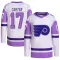 White/Purple Men's Jeff Carter Authentic Philadelphia Flyers Hockey Fights Cancer Primegreen Jersey