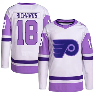 White/Purple Men's Mike Richards Authentic Philadelphia Flyers Hockey Fights Cancer Primegreen Jersey