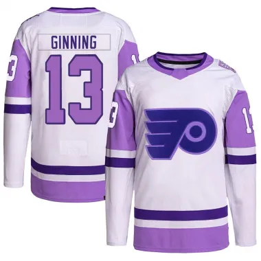 White/Purple Youth Adam Ginning Authentic Philadelphia Flyers Hockey Fights Cancer Primegreen Jersey