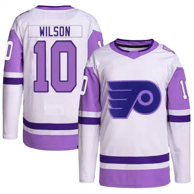 White/Purple Youth Garrett Wilson Authentic Philadelphia Flyers Hockey Fights Cancer Primegreen Jersey