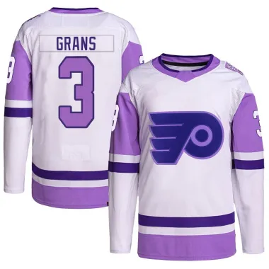 White/Purple Youth Helge Grans Authentic Philadelphia Flyers Hockey Fights Cancer Primegreen Jersey