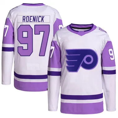 White/Purple Youth Jeremy Roenick Authentic Philadelphia Flyers Hockey Fights Cancer Primegreen Jersey
