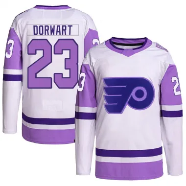 White/Purple Youth Karsen Dorwart Authentic Philadelphia Flyers Hockey Fights Cancer Primegreen Jersey