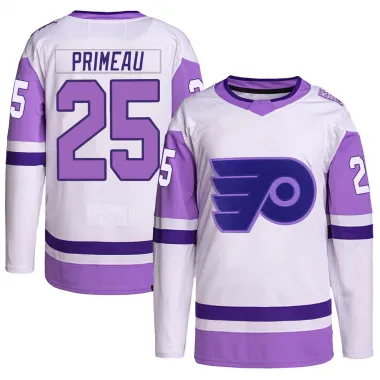 White/Purple Youth Keith Primeau Authentic Philadelphia Flyers Hockey Fights Cancer Primegreen Jersey