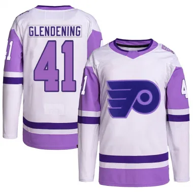 White/Purple Youth Luke Glendening Authentic Philadelphia Flyers Hockey Fights Cancer Primegreen Jersey