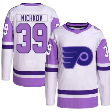 White/Purple Youth Matvei Michkov Authentic Philadelphia Flyers Hockey Fights Cancer Primegreen Jersey
