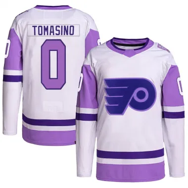 White/Purple Youth Philip Tomasino Authentic Philadelphia Flyers Hockey Fights Cancer Primegreen Jersey