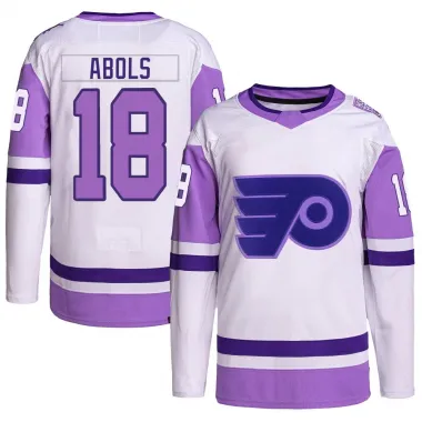 White/Purple Youth Rodrigo Abols Authentic Philadelphia Flyers Hockey Fights Cancer Primegreen Jersey