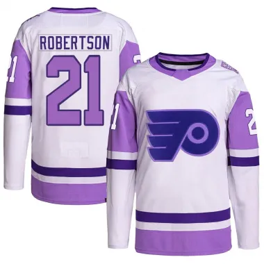 White/Purple Youth Tucker Robertson Authentic Philadelphia Flyers Hockey Fights Cancer Primegreen Jersey
