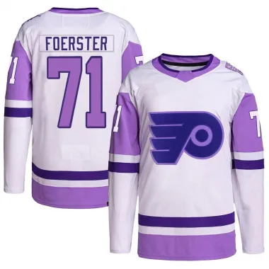 White/Purple Youth Tyson Foerster Authentic Philadelphia Flyers Hockey Fights Cancer Primegreen Jersey