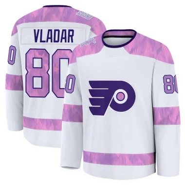 White Youth Dan Vladar Premium Philadelphia Flyers 2024 Hockey Fights Cancer Practice Jersey