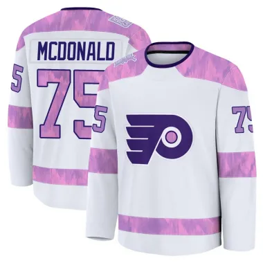 White Youth Hunter McDonald Premium Philadelphia Flyers 2024 Hockey Fights Cancer Practice Jersey