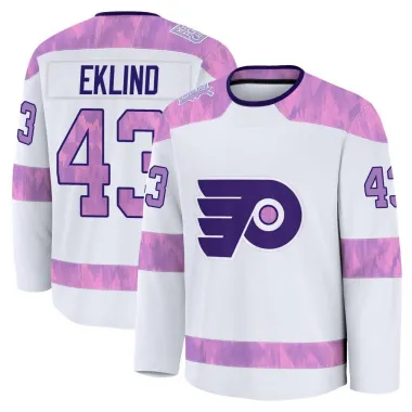 White Youth Oscar Eklind Premium Philadelphia Flyers 2024 Hockey Fights Cancer Practice Jersey