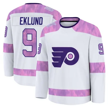 White Youth Pelle Eklund Premium Philadelphia Flyers 2024 Hockey Fights Cancer Practice Jersey