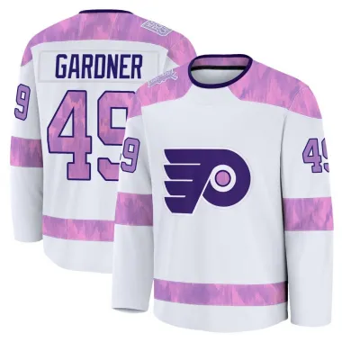 White Youth Rhett Gardner Premium Philadelphia Flyers 2024 Hockey Fights Cancer Practice Jersey